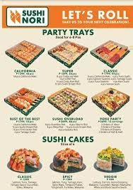 SUSHI NORI PARTY PLATTERS MENU PRICES