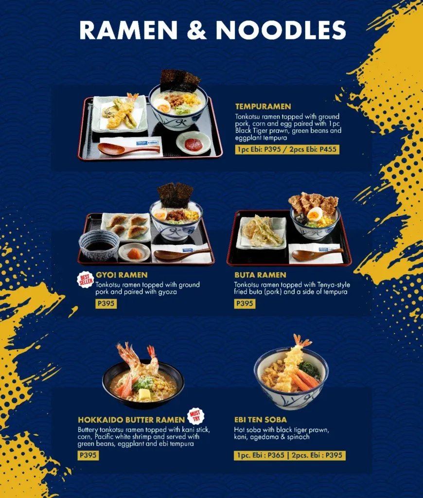 TENYA RAMEN & NOODLES MENU