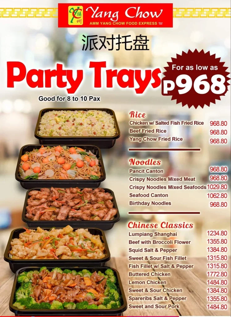 YANG CHOW FRIED RICE MENU WITH PRICES