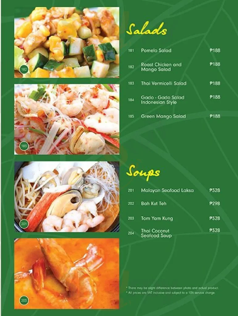 BANANA LEAF SALADS PRICES