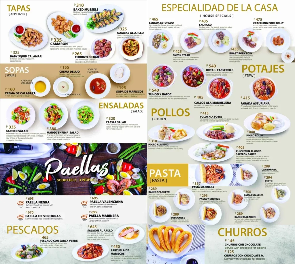 DULCINEA POLLOS MENU 