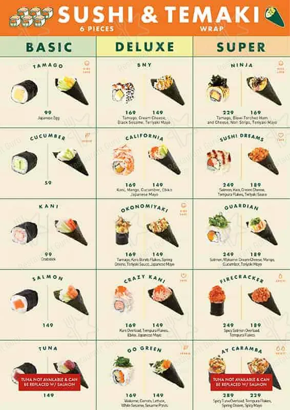 SUSHI NORI TEMAKI WRAPS PRICES