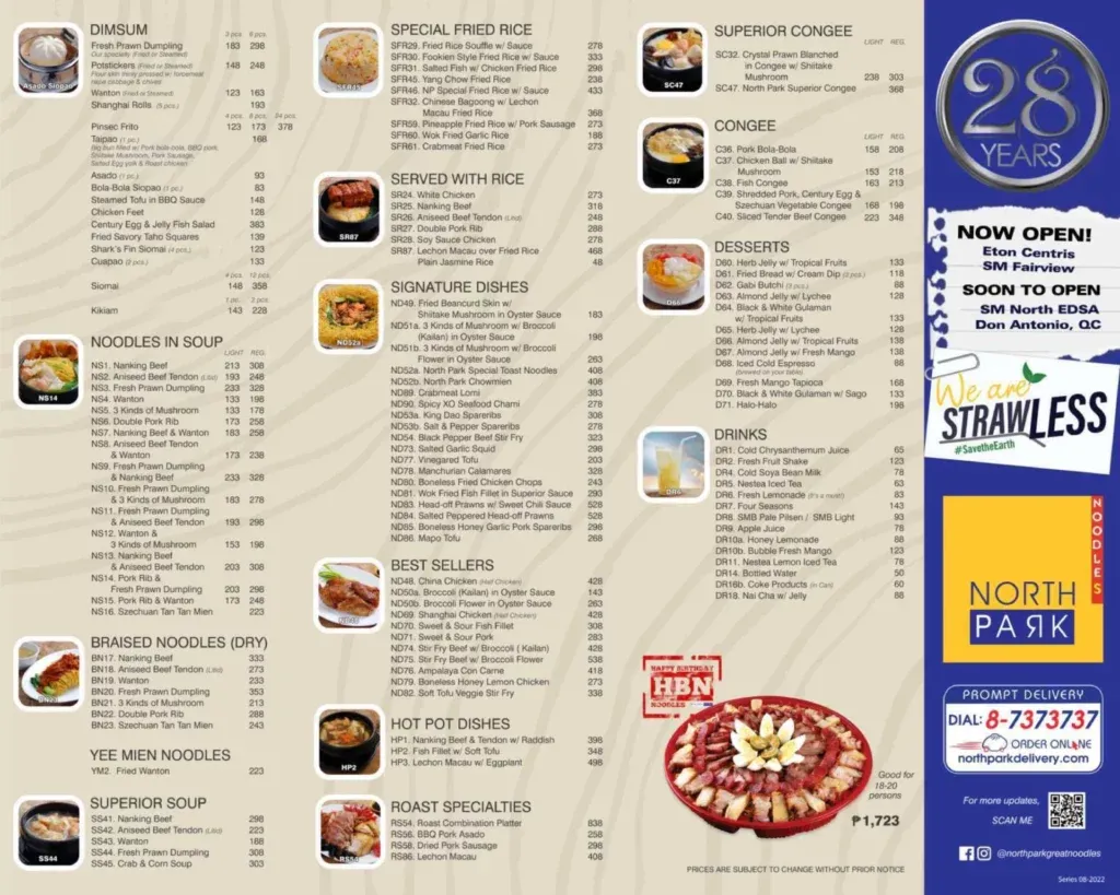 NORTH PARK MENU PHILIPPINES & UPDATED PRICES 2025