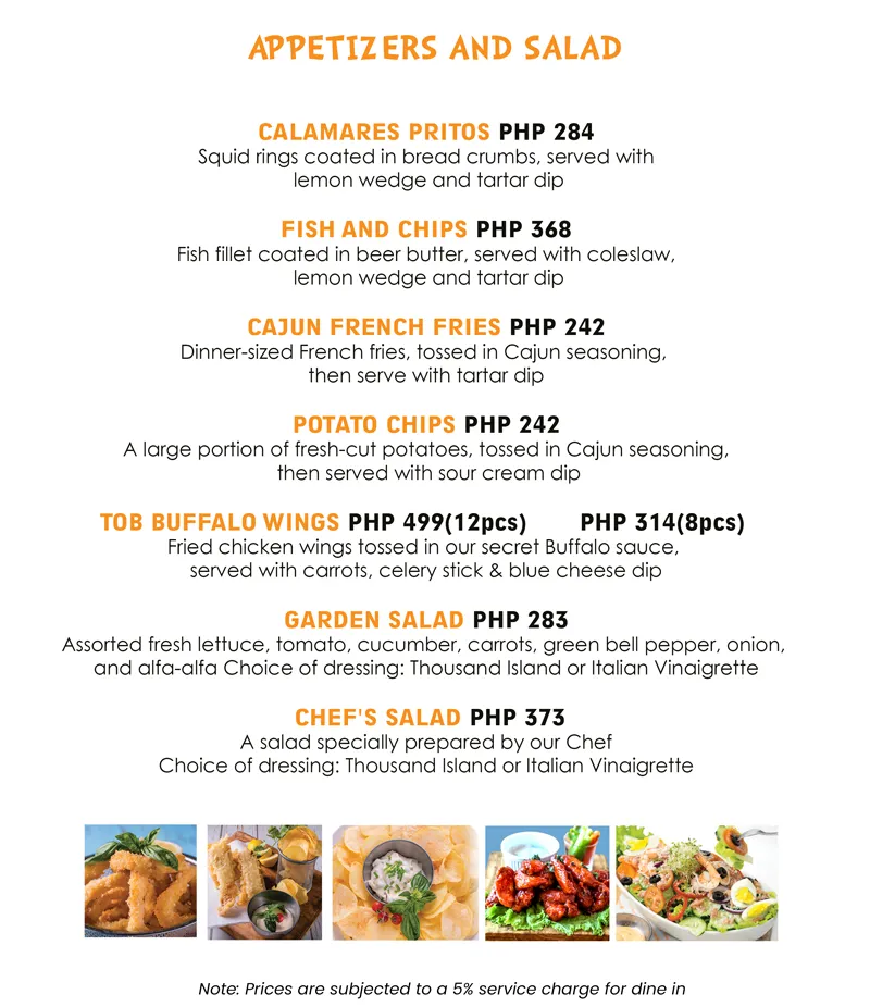 THE ORANGE BUCKET SALADS MENU