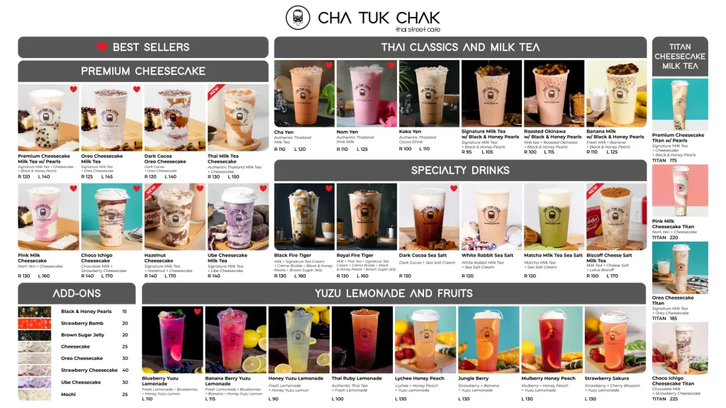 CHA TUK CHAK PREMIUM CHEESECAKE MENU