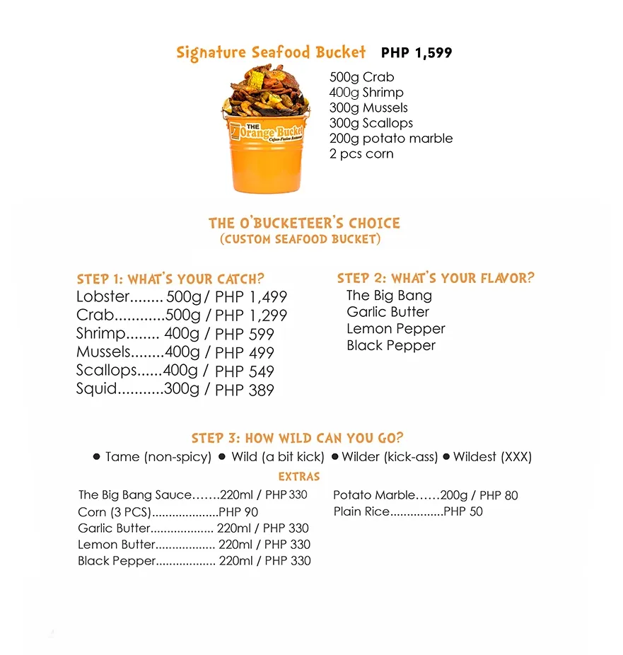 THE ORANGE BUCKET SIDES PRICES