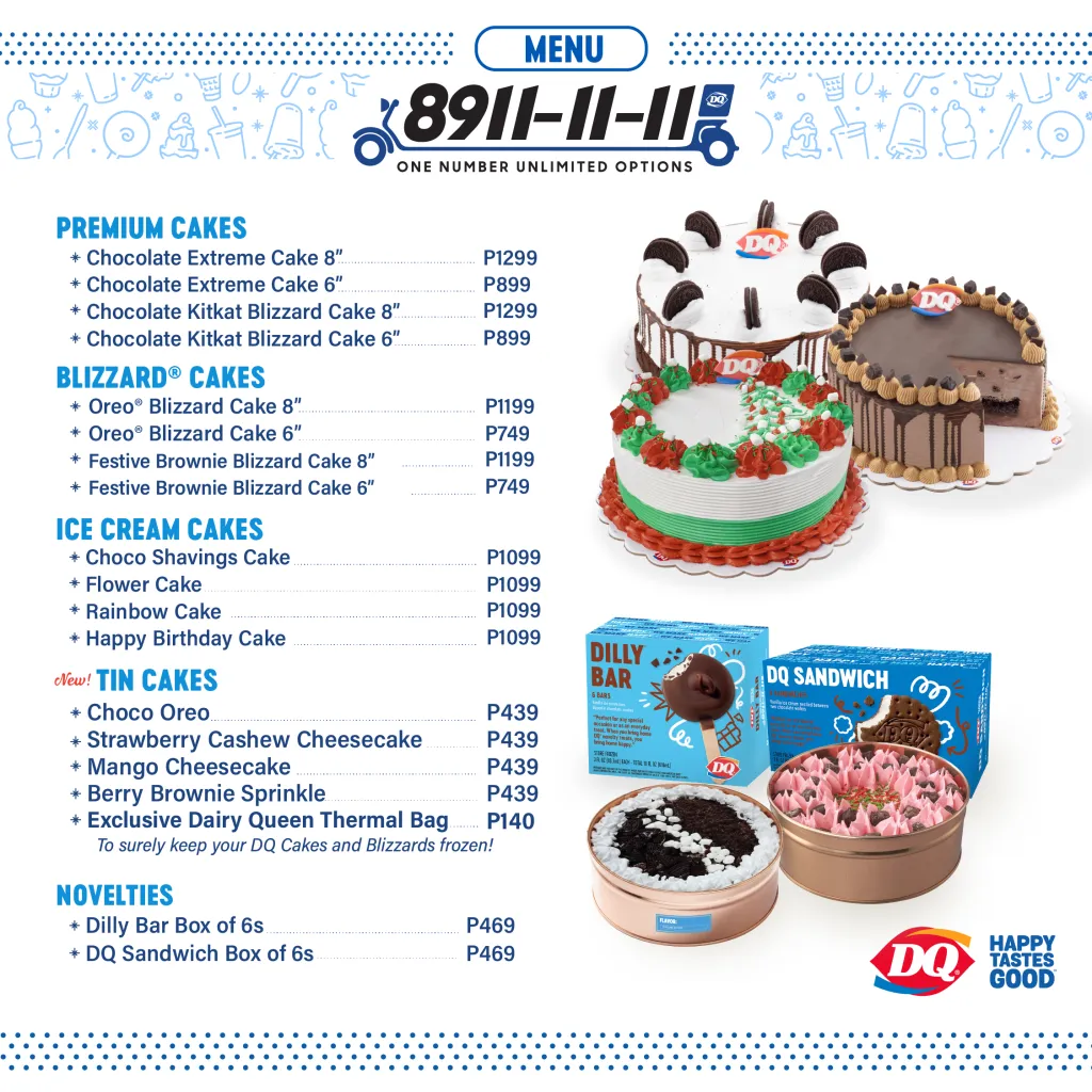 DAIRY QUEEN PREMIUM CAKES MENU 