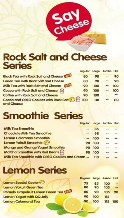 HAPPY LEMON ROCK SALT & CHEESE SERIES MENU PRICES