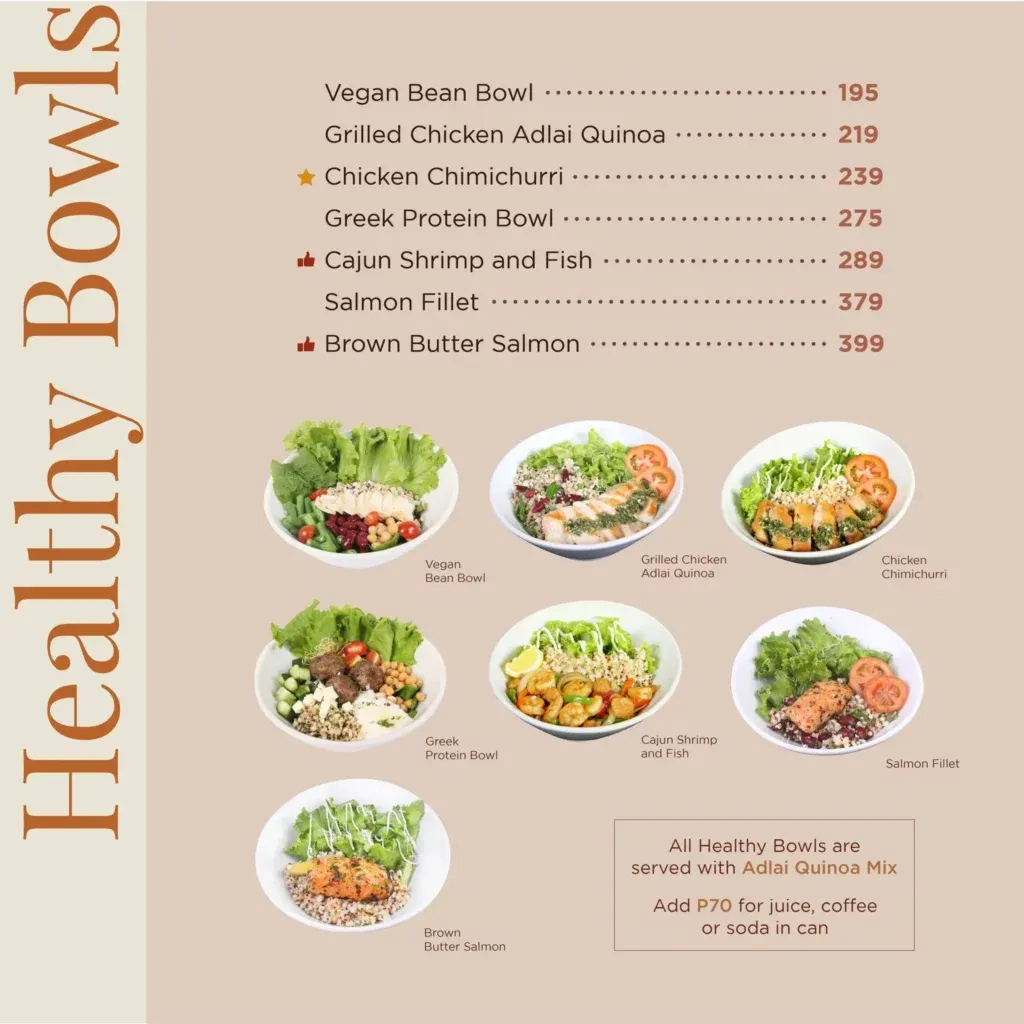 CAFE FRANCE HEALTHY BOWLS MENU PRICES