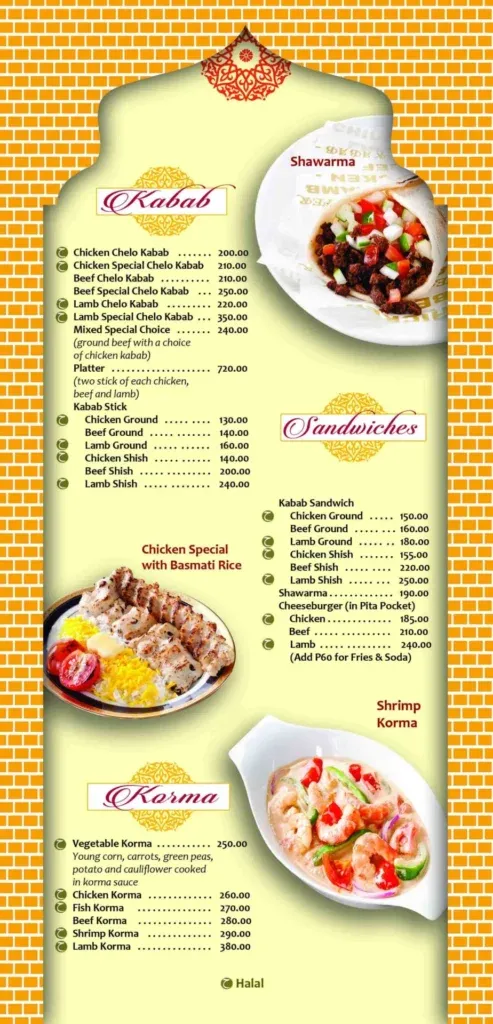 MISTER KABAB FROZEN MENU PRICES