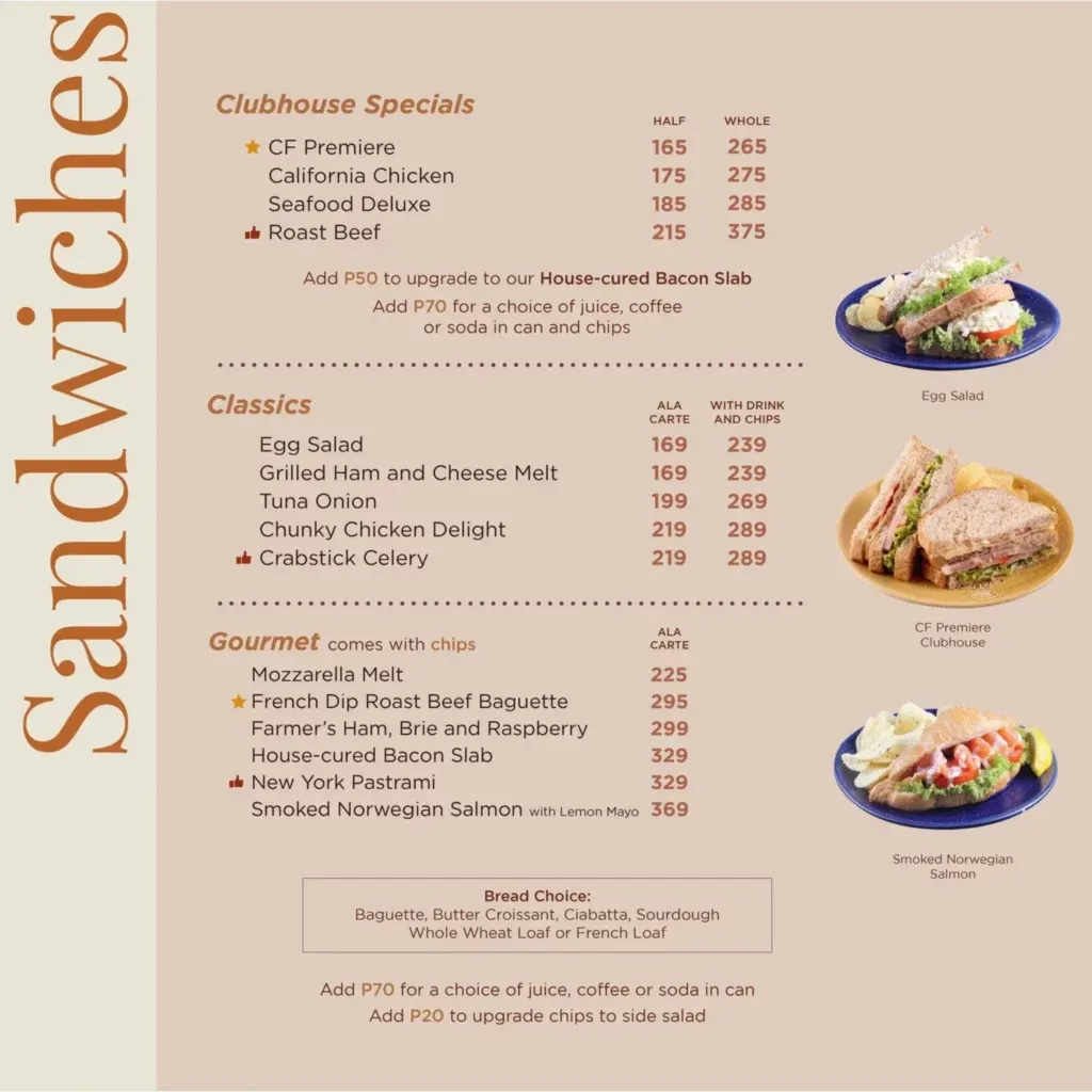 CAFE FRANCE SANDWICHES PRICES